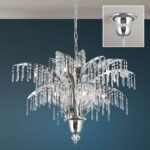 Candelabru de cristal PALME, 12 lampi G9, alama solida cromata, pandantive de cristal Schoeler ORION - imagine 5