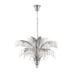 Candelabru de cristal PALME, 12 lampi G9, alama solida cromata, pandantive de cristal Schoeler ORION - imagine 4