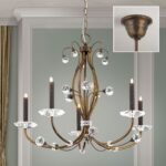 Candelabru de cristal EREMITAGE, 6 lumini G9, cadru otel antichizat, bile de cristal Swarovski, diametru 60cm ORION - imagine 3
