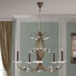 Candelabru de cristal EREMITAGE, 6 lumini G9, cadru otel antichizat, bile de cristal Swarovski, diametru 60cm ORION - imagine 4