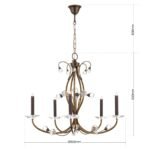Candelabru de cristal EREMITAGE, 6 lumini G9, cadru otel antichizat, bile de cristal Swarovski, diametru 60cm ORION - imagine 8