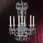Candelabru de cristal KATHARINA, 6 lumini E14, pandantive de cristal Swarovski, diametru 75cm,  alama solida cromata ORION