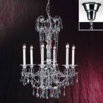 Candelabru de cristal KATHARINA, 6 lumini E14, pandantive de cristal Swarovski, diametru 75cm,  alama solida cromata ORION - imagine 4