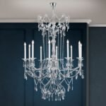 Candelabru de cristal KATHARINA, 10 lumini E14, pandantive de cristal Swarovski, diametru 110cm,  alama solida cromata ORION