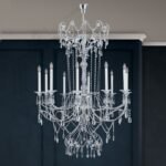 Candelabru de cristal KATHARINA, 10 lumini E14, pandantive de cristal Swarovski, diametru 110cm,  alama solida cromata ORION - imagine 4