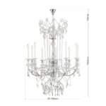Candelabru de cristal KATHARINA, 10 lumini E14, pandantive de cristal Swarovski, diametru 110cm,  alama solida cromata ORION - imagine 8