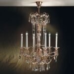 Candelabru de cristal KATHARINA, 6 lumini E14, pandantive de cristal Swarovski, diametru 75cm, placat cu aur de 24K ORION - imagine 5
