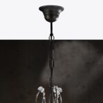 Candelabru VERONA, 11 flacari E14, otel antic-auriu, pandantive de sticla clara-taiata, diametrul 78cm ORION - imagine 5