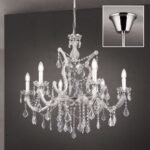 Candelabru THERESA, 6-brate E14 cadru otel argintiu ORION - imagine 3