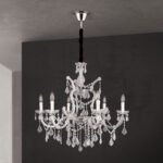 Candelabru THERESA, 6-brate E14 cadru otel argintiu ORION - imagine 4