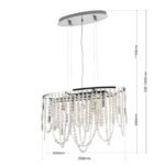 Candelabru de tavan KRISTALLDESIGN în formă ovală, 60x25cm, 3lumini G9, alama solida finisaj alamă cromata, pandantive de cristal Schoeler ORION - imagine 8