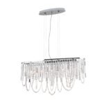 Candelabru de tavan KRISTALLDESIGN în formă ovală, 90x25cm, 5 lumini G9, alama solida  finisaj alamă cromata, pandantive de cristal Schoeler ORION - imagine 5