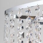 Candelabru de tavan KRISTALLDESIGN în formă ovală, 90x25cm, 5 lumini G9, alama solida  finisaj alamă cromata, pandantive de cristal Schoeler ORION - imagine 7