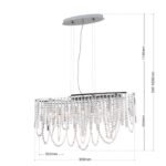 Candelabru de tavan KRISTALLDESIGN în formă ovală, 90x25cm, 5 lumini G9, alama solida  finisaj alamă cromata, pandantive de cristal Schoeler ORION - imagine 8