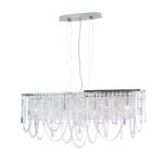 Candelabru de tavan KRISTALLDESIGN în formă ovală, 110x25cm, 6 lumini G9, alama solida finisaj alamă cromata, pandantive de cristal Schoeler ORION - imagine 5