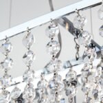 Candelabru de tavan KRISTALLDESIGN în formă ovală, 110x25cm, 6 lumini G9, alama solida finisaj alamă cromata, pandantive de cristal Schoeler ORION - imagine 6