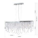 Candelabru de tavan KRISTALLDESIGN în formă ovală, 110x25cm, 6 lumini G9, alama solida finisaj alamă cromata, pandantive de cristal Schoeler ORION - imagine 8