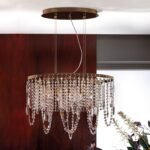 Candelabru de tavan KRISTALLDESIGN în formă ovală, 60x25cm, 5 lumini G9, alama solidafinisaj alamă antica patinata, pandantive de cristal Schoeler ORION - imagine 5