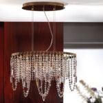 Candelabru de tavan KRISTALLDESIGN în formă ovală, 60x25cm, 5 lumini G9, alama solidafinisaj alamă antica patinata, pandantive de cristal Schoeler ORION - imagine 2