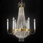 Candelabru EMPIRE CRYSTAL, 6 lumini E14, cadru alama solida, pandantive sticlă de cristal Asfour, diametru 62cm, placat cu aur de 24K ORION - imagine 5
