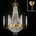 Candelabru EMPIRE CRYSTAL, 6 lumini E14, cadru alama solida, pandantive sticlă de cristal Asfour, diametru 62cm, placat cu aur de 24K ORION - imagine 2