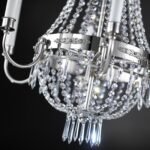 Candelabru EMPIRE CRYSTAL, 6 lumini E14, cadru alama solida,  pandantive sticlă de cristal Asfour, diametru 62cm, finisaj argint antic ORION - imagine 4