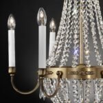 Candelabru EMPIRE CRYSTAL, 6 lumini E14, cadru alama solida, pandantive sticlă de cristal Asfour, diametru 62cm, finisaj alamă antică ORION - imagine 4