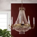 Candelabru para EMPIRE CRYSTAL, 10 lumini E14, cadru alama solida, pandantive de cristal Schoeler, diametru 80cm, placat cu aur de 24K ORION - imagine 2