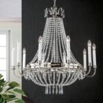 Candelabru para EMPIRE CRYSTAL, 10 lumini E14, cadru alama solida,  pandantive de cristal Schoeler, diametru 80cm, finisaj argint antic ORION - imagine 5