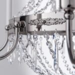Candelabru para EMPIRE CRYSTAL, 10 lumini E14, cadru alama solida,  pandantive de cristal Schoeler, diametru 80cm, finisaj argint antic ORION - imagine 4