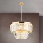 Candelabru PRISM, LED 80W/6400lm/3000K, cadru otel placat cu aur de 24 carate, Diametru 55cm ORION