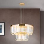 Candelabru PRISM, LED 80W/6400lm/3000K, cadru otel placat cu aur de 24 carate, Diametru 55cm ORION - imagine 3