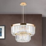 Candelabru PRISM, LED 80W/6400lm/3000K, cadru otel placat cu aur de 24 carate, Diametru 55cm ORION - imagine 4