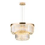 Candelabru PRISM, LED 80W/6400lm/3000K, cadru otel placat cu aur de 24 carate, Diametru 55cm ORION - imagine 5