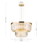 Candelabru PRISM, LED 80W/6400lm/3000K, cadru otel placat cu aur de 24 carate, Diametru 55cm ORION - imagine 9