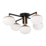 Plafoniera JOSEPHINE, 5 lampi E27, otel negru, abajur sticla opal, diametrul 73.5cm ORION - imagine 5