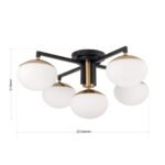 Plafoniera JOSEPHINE, 5 lampi E27, otel negru, abajur sticla opal, diametrul 73.5cm ORION - imagine 8