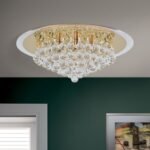 Plafoniera moderna GLORIA , 6 lampi, cadru otel cu cristale K9 Conic,  G9 6 x 40W auriu, Diametru 50cm ORION - imagine 4