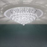 Plafoniera moderna GLORIA , 9 lampi, cadru otel cu cristale K9 Conic,  G9 9 x 40W crom, Diametru 69cm ORION
