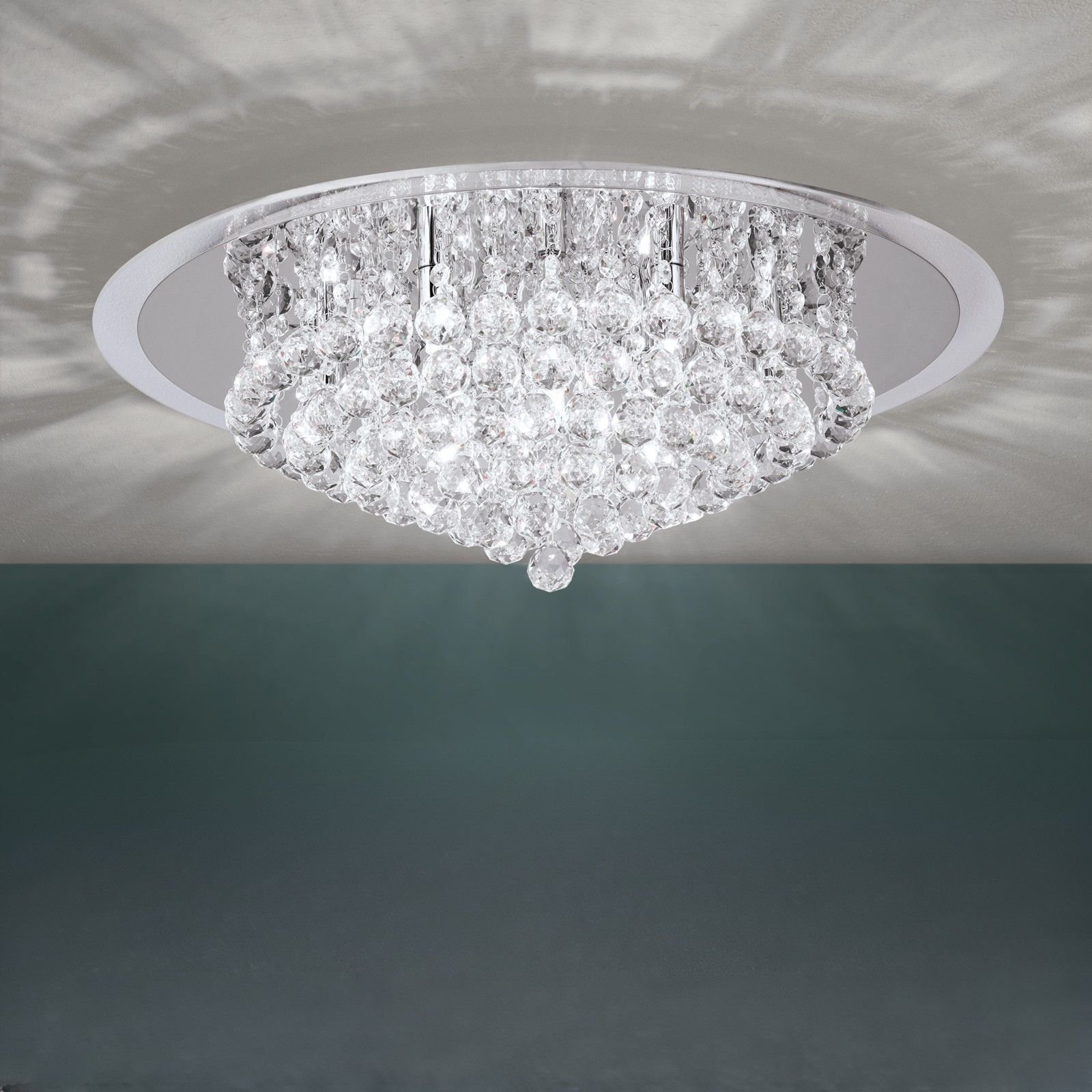 012.2378-03_01_n3 Plafoniera moderna GLORIA , 9 lampi, cadru otel cu cristale K9 Conic, G9 9 x 40W crom, Diametru 69cm ORION - imagine 1