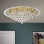 Plafoniera moderna GLORIA , 9 lampi, cadru otel cu cristale K9 Conic,  G9 9 x 40W auriu, Diametru 69cm ORION - imagine 5
