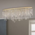 Plafoniera KRISTALLDESIGN în formă ovală, 110x25cm, GU10 cadru alama masiva placata cu aur de 24K, pandantive de cristal Schoeler ORION - imagine 4