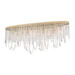 Plafoniera KRISTALLDESIGN în formă ovală, 110x25cm, GU10 cadru alama masiva placata cu aur de 24K, pandantive de cristal Schoeler ORION - imagine 5