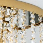 Plafoniera KRISTALLDESIGN în formă ovală, 110x25cm, GU10 cadru alama masiva placata cu aur de 24K, pandantive de cristal Schoeler ORION - imagine 6