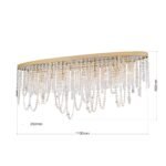 Plafoniera KRISTALLDESIGN în formă ovală, 110x25cm, GU10 cadru alama masiva placata cu aur de 24K, pandantive de cristal Schoeler ORION - imagine 8
