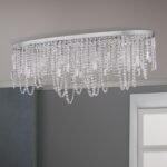 Plafoniera KRISTALLDESIGN în formă ovală, 110x25cm, GU10 cadru alama masiva  finisaj alamă cromata, pandantive de cristal Schoeler ORION - imagine 4
