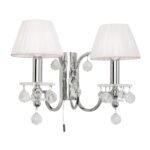 Aplică din cristal KRISTALLDESIGN, 2 lampi E14 cadru alama solida cromata cu abajur alb, pandantive de cristal Swarovski ORION - imagine 5