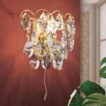 Aplica de perete KRISTALL KLASSISCH, 1 lumina cu comutator telescopic,  alama solida aurie, cristale Swarovski, E14 1x40W ORION