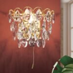 Aplica de perete KRISTALL KLASSISCH, 1 lumina cu comutator telescopic,  alama solida aurie, cristale Swarovski, E14 1x40W ORION - imagine 3