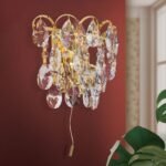 Aplica de perete KRISTALL KLASSISCH, 1 lumina cu comutator telescopic,  alama solida aurie, cristale Swarovski, E14 1x40W ORION - imagine 4